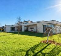 I PREDAJ moderná vila s bazénom a veľkým pozemkom - Rodinný dom na ulici Nagy Lajos király v Mosonmagyaróvári s upravenou záhradou a bezlistým stromom.