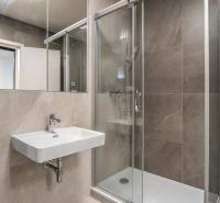 : Nadštandardný 2-i byt v projekte ZWIRN za cenu „štandardu“ - Kúpeľňa so sprchovacím kútom a umývadlom v 2-izbovom byte.