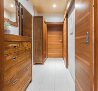 I Na predaj 2-i byt s terasou v Auersthal (Rakúsko) - Vstupná chodba 2-izbového bytu s drevom dekorovanými dverami a skriňou.