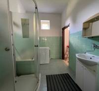 EXKLUZÍVNE - Útulný 3-izbový dom v Čiernom Brode s veľkým pozemkom - Kúpeľňa v rodinnom dome s priestranným sprchovacím kútom a zelenými obkladačkami.