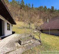 Chalupa - rodinný dom v krásnom prostredí – Moštenica, Banská Bystrica - Záhrada pri chate v Moštenici s výhľadom na svah s lesom.