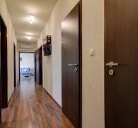 5-izb. byt, Krajinská, Podunajské Biskupice, 2.p./3 - Chodba s podlahou s dreveným dekorom v 5 a viac izbovom byte, dvere a sedačka.