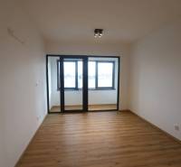 1-izb. byt v novostavbe v Ružinove, 4p./10 - Izba v 1-izbovom byte s presklenou stenou a podlahou s dreveným dekorom.