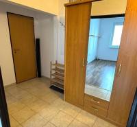 1-izb. byt, J.Stanislava, Karlova Ves, lodžia, 3.p./8 - Vstupná miestnosť s dlažbou, zrkadlovou skriňou a pohľadom na podlahu s dreveným dekorom.