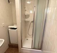 1-izb. byt, J.Stanislava, Karlova Ves, lodžia, 3.p./8 - Kúpeľňa so sprchovým kútom a práčkou, neutrálne obklady.