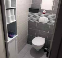 1,5 izb. byt s predzáhradkou, Podunajské Biskupice, projekt Oppidum - Kúpeľňa v 2-izbovom byte s modernými dlaždicami a závesným WC systémom.