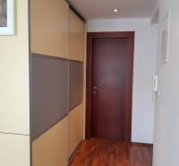 3 izb. byt v úplnom centre pri Šafárikovom námestí - Chodba v 3-izbovom byte s podlahou s dreveným dekorom a vstavanou skriňou.