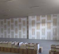 Prenájom sklad. priestoru 385 m2 medzi Rožňavskou a Vajnorskou - Prázdna skladová hala s betónovou podlahou a rozloženými kartónmi.