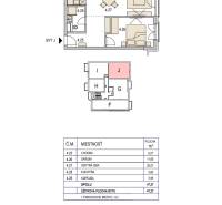 **SKVELÁ INVESTÍCIA**REZIDENCIA OPERA**KÚPELE TURČIANSKE TEPLICE** - Pôdorys 2-izbového bytu s chodbou, spálňou, obývacou izbou a kúpeľňou. Užitková plocha je 47,27 m².