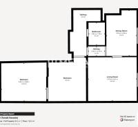 Na predaj 2 izbový byt  na Sokolovskej ulici v meste Humenné - Pôdorys zobrazuje dispozíciu 2-izbového bytu s izbou a obývačkou.