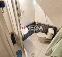 PREDAJ REKREAČNEJ CHATY NA DOMAŠI časť DOBRÁ - Kúpeľňa v chate so sprchovacím kútom, toaletou a bielymi obkladačkami.