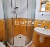 EXKLUZÍVNE NA PREDAJ Chata bez nutnosti investícií - VINNÉ - Kúpeľňa v chate s oranžovými kachličkami a sprchovým kútom.