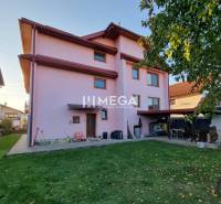 SKVELÁ CENA - výnimočný  rodinný dom, Kamenica nad Cirochou - Rodinný dom v Kamenici nad Cirochou s ružovou fasádou a udržiavanou záhradou.