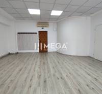 NA PRENÁJOM - kancelárske priestory v cente mesta Michalovce - Prázdna kancelária s bielymi stenami a podlahou s dreveným dekorom.