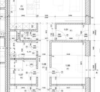 PRENÁJOM - 4 izbový rodinný dom, ktorý je súčasťou dvojdomu   - Pôdorys rodinného domu s rozložením miestností a rozmermi.