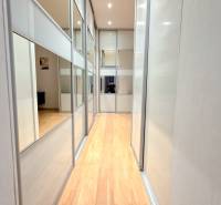 JEDINEČNÝ 2i byt, REKONŠT., 2 X .SAMOST.IZBA, Hviezdoslavovo nám.  - Chodba s podlahou s dreveným dekorom a posuvnými dverami v 2-izbovom byte.