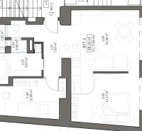 NA PREDAJ štýlový byt v centre Nitry  - Pôdorys 3-izbového bytu s označením plôch jednotlivých miestností.