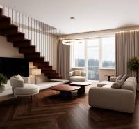 NA PREDAJ  5 izbový Mezonet v centre Nitry - Priestranná obývačka v 5 a viac izbovom byte s podlahou s dreveným dekorom.