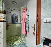 VKUSNÝ 4-IZBOVÝ RODINNÝ DOM S GARÁŽOU NA PREDAJ V OBCI TOPOĽNÍKY - Kúpeľňa s otvoreným sprchovacím kútom, visiacimi županmi a podradom v Rodinnom dome.