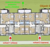 Úžasné 2 a 3 - izbové byty v obytnom parku KISERDŐ LAKÓPARK - Pôdorys objektu B s vchodmi, priestranné 2-izbové byty, blízko park a ihrisko.