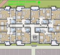 Úžasné 2 a 3 - izbové byty v obytnom parku KISERDŐ LAKÓPARK - Pôdorys ukazuje dispozičné rozloženie bytov, 2-izbový byt je orientovaný na ulici.