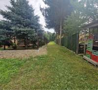 Na predaj rekreačný pozemok pri Dunaji - Gabčíkovo - Pozemky - bývanie v Gabčíkove, zelený trávnik pri plote a stromy na okraji pozemku.