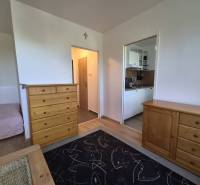 REZERVOVANÉ! Zariadená garsónka po kompletnej rekonštrukcii - Rekreačný apartmán s dreveným nábytkom, podlahou s dreveným dekorom a kuchynským kútom.