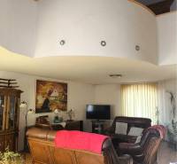 EXKLUZÍVNE LEN U NÁS! - Veľký rodinný dom - Dunajská Streda - Obývacia izba v rodinnom dome s koženou sedačkou a podlahou s dreveným dekorom.