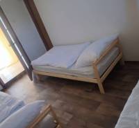 Kompletne zrekonštruovaný rodinný dom s wellness, bazénom a krásnou zá - Tri lôžka a podlaha s dreveným dekorom v rodinnom dome.