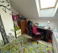 Predaj rodinného domu, Dunajská Streda - Detská izba v podkroví s písacím stolom a farebným kobercom v Rodinnom dome.