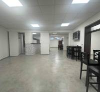 ☎️ 0918197701-Na prenájom väčší obchodný priestor 230 m² v suteréne v  - Obchodné priestory s bielymi stenami, stropnými svetlami a tmavým sedením.