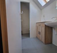 ☎️ 0918197701-PREDAJ/PRENÁJOM obchodný priestor na pešej zóne v blízko - Kúpeľňa s umývadlom a nábytkom s dreveným dekorom v obchodných priestoroch.