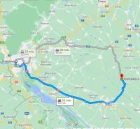 ☎️ 0918197701-Predám stavebný pozemok v obci Tomášikovo - Mapa s trasami z Bratislavy do Tomášikova, ponúkajúce rôzne dopravné možnosti.