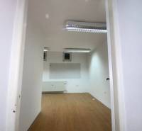 ☎️ 0918197701-Na prenájom menší priestor v suteréne  v srdci  mesta Du - Prázdna kancelária s podlahou s dreveným dekorom a bielymi stenami.