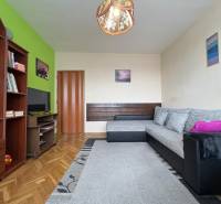 Na predaj: CENTRUM veľký 3 izb.byt + BALKON + ŠATNIK - Obývačka a 3-izbový byt s pohodlnou pohovkou, knižnicou, televízorom a pestrými dekoráciami.