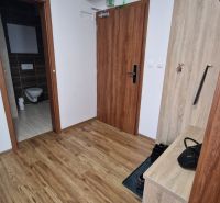 Rekreačný apartmán Vys. Tatry- HREBIENOK RESORT I. - 92 m2 -3-izbový - Vstupná chodba v rekreačnom apartmáne s podlahou s dreveným dekorom a kúpeľňou.