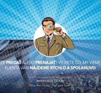 Byt v minimalistickom štýle s výhľadom na hrad - Na obrázku je muž s lupou cez panorámu mesta na ulici Čulenova. Text propaguje prenájom 2-izbového bytu.