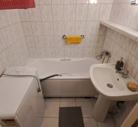 2-izbový byt, 51 m², samostatné izby, tichý, výhľad do zelene,K.Adlera - Kúpeľňa so sprchovacím kútom, práčkou a umývadlom v 2-izbovom byte.