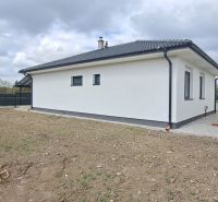 Novostavba pri jazere - 4 izbový rodinný dom v štandarde v obci Selice - Rodinný dom v Seliciach so záhradou a betónovým plotom v oblačnom počasí.