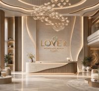 LOVE IT WONGAMAT BEACH PATTAYA - Interiérový priestor s recepciou a podlahou s dreveným dekorom vo výstavbe bytov.
