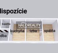 Predaj, rodinný dom Malacky, Juh - EXKLUZÍVNE HALO R... - Pôdorys rodinného domu v Malackách s obývačkou, kuchyňou a spálňou.