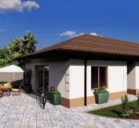 * novostavba moderného 4i domu, Vlčany, centrum - Rodinný dom na Hlavnej ulici v obci Vlčany s terasou a záhradným sedením.