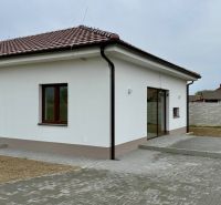 * novostavba moderného 3i domu, Vlčany, centrum - Rodinný dom na Hlavnej ulici vo Vlčanoch s podlahou s dreveným dekorom a terasou.