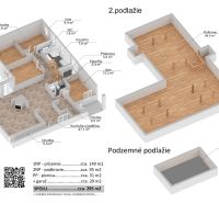 5 IZB.ROD.DOM S UNIKÁTNYM POZEMKOM - JURSKÁ, NOVÉ MESTO - Pôdorys rodinného domu, zobrazenie troch podlaží s rozlohou miestností.