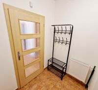 3 IZBOVÝ BYT NA PRENÁJOM PREŠOV, PUSTÁ DOLINA, ŠIDLOVEC - Chodba v 3-izbovom byte s vešiakom, drevenými dverami a radiátorom.