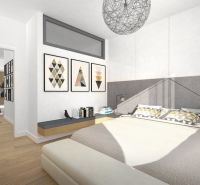 PREDAJ NADŠTANDARDNÉHO 4 IZB.BYTU V NOVOM KOMPLEXE-VINICE-150,18 m2 - Spálňa v 4-izbovom byte s moderným osvetlením, dekoráciami a výhľadom. Ulica Obchodná.