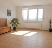 Ťahanovce - 4 izbový byt,  82 m2 + loggia. Krásny výhľad na mesto - Obývacia izba so svetlou podlahou s dreveným dekorom a rastlinami v 4-izbovom byte.