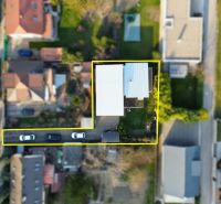 5-izbový dom 170m² + pozemok 529m² | Podunajské Biskupice - Letecký pohľad na rodinný dom v Bratislave - Podunajských Biskupiciach na Odeskej ulici.