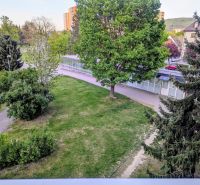 2izbový byt na prenájom v Dubnici nad Váhom  - Zezeleň v okolí ulice Centrum I v Dubnici nad Váhom s chodníkmi a budovami.