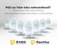 | priestranný | 2i byt s balkónom | parkovaním | Koprivnická - Ocenenia realitnej kancelárie s logami Rado Reality Group a RentHub.